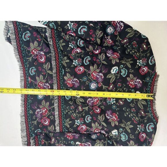 Ann Taylor Loft Black Blazer Jacket Floral Embroidered Fringe Size 8 - Picture 14 of 15